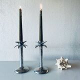 Pair of palm tree candlesticks