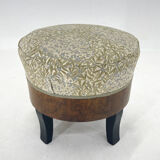 Upholstered wallnut veneer footstool, italy 1950