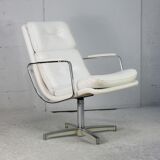 Armchair "Space Age"". Steel and imitation leather. Swivel. France, 70s
