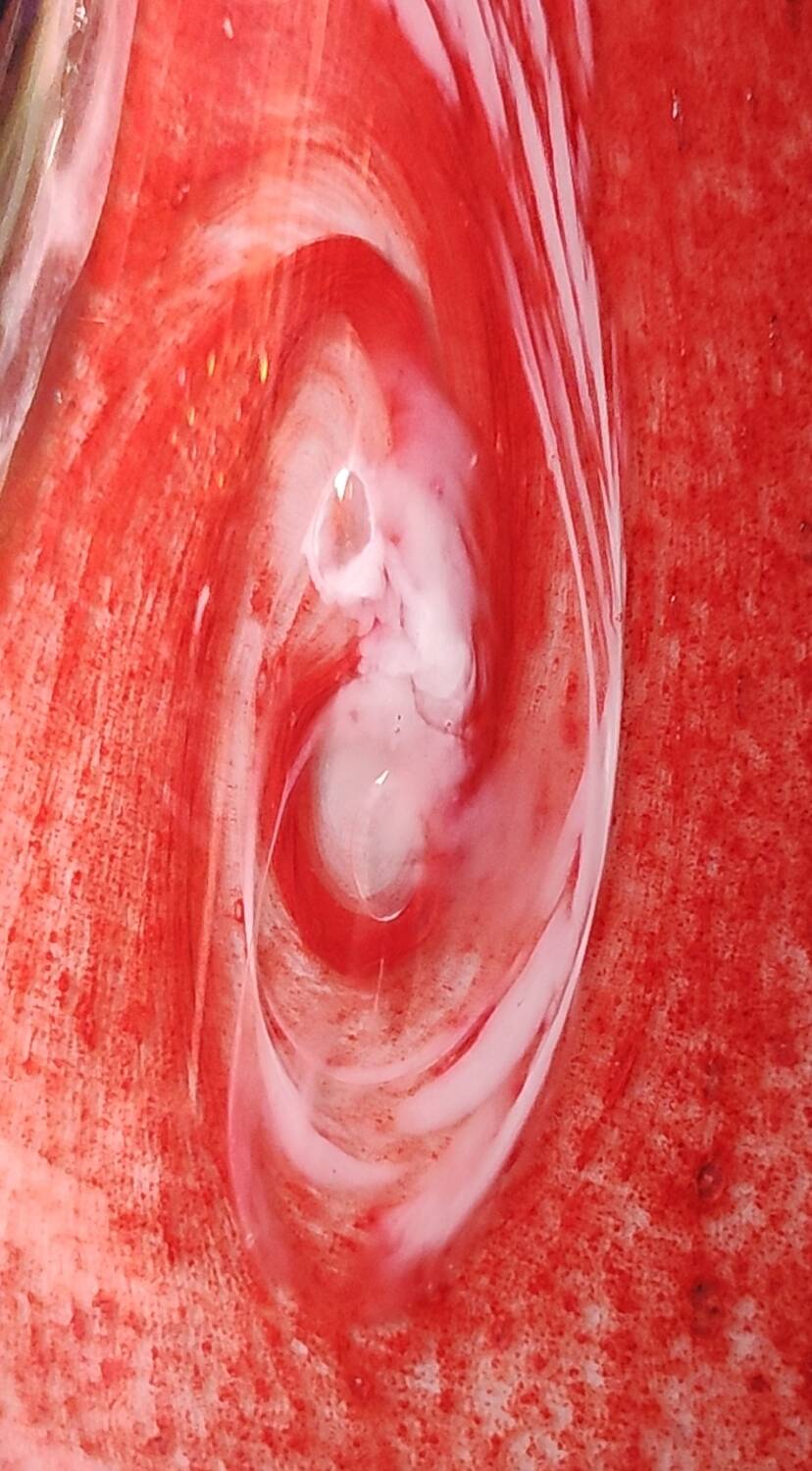 Large Floral Ball Vase/Kaysersberg Art Glassware. Speckled/Volutes