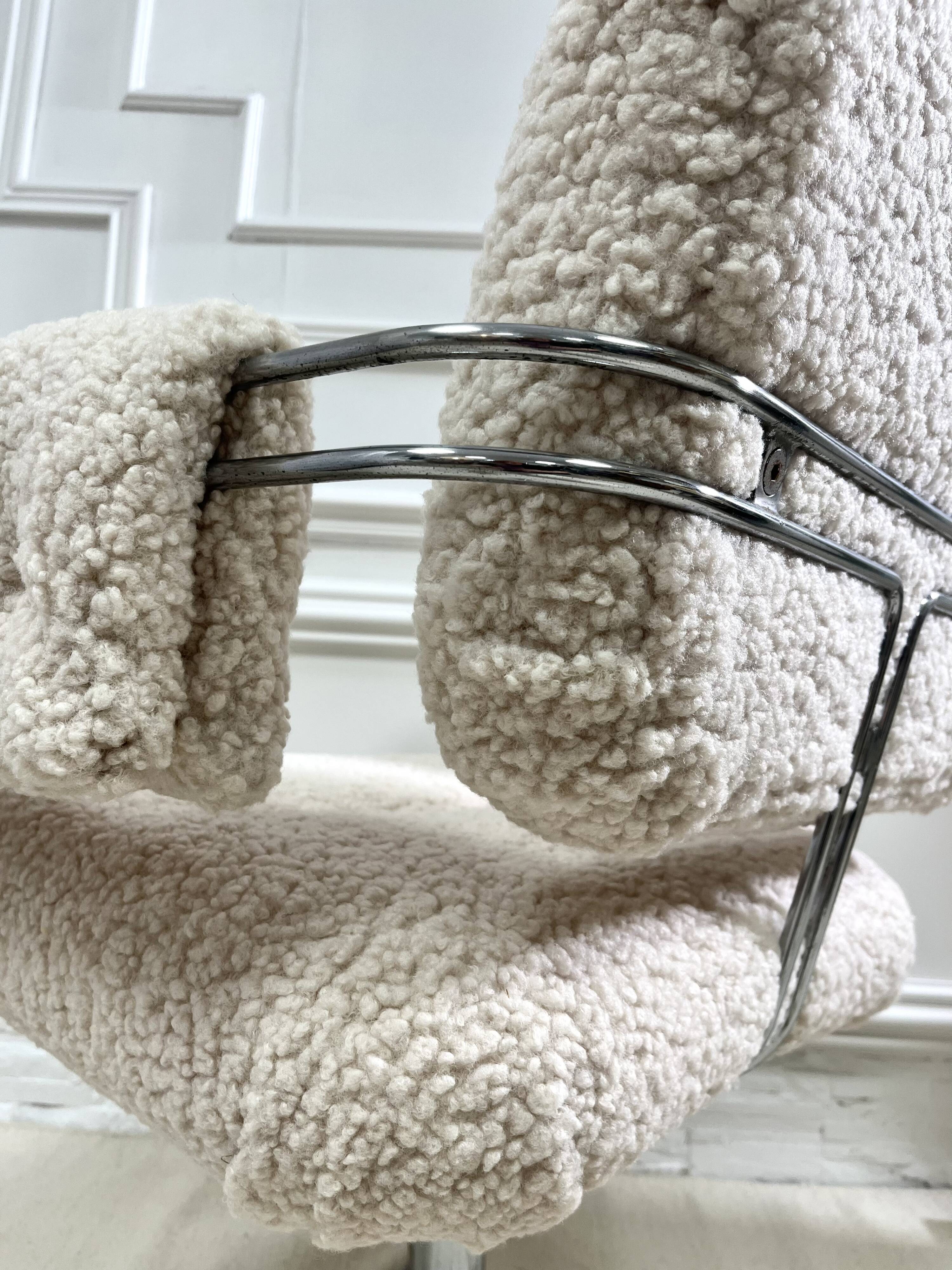 Vintage armchair in faux sheep's fur