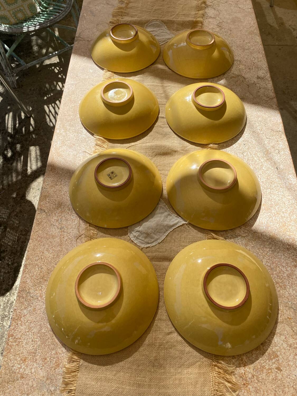 Vintage glazed ceramic deep plates