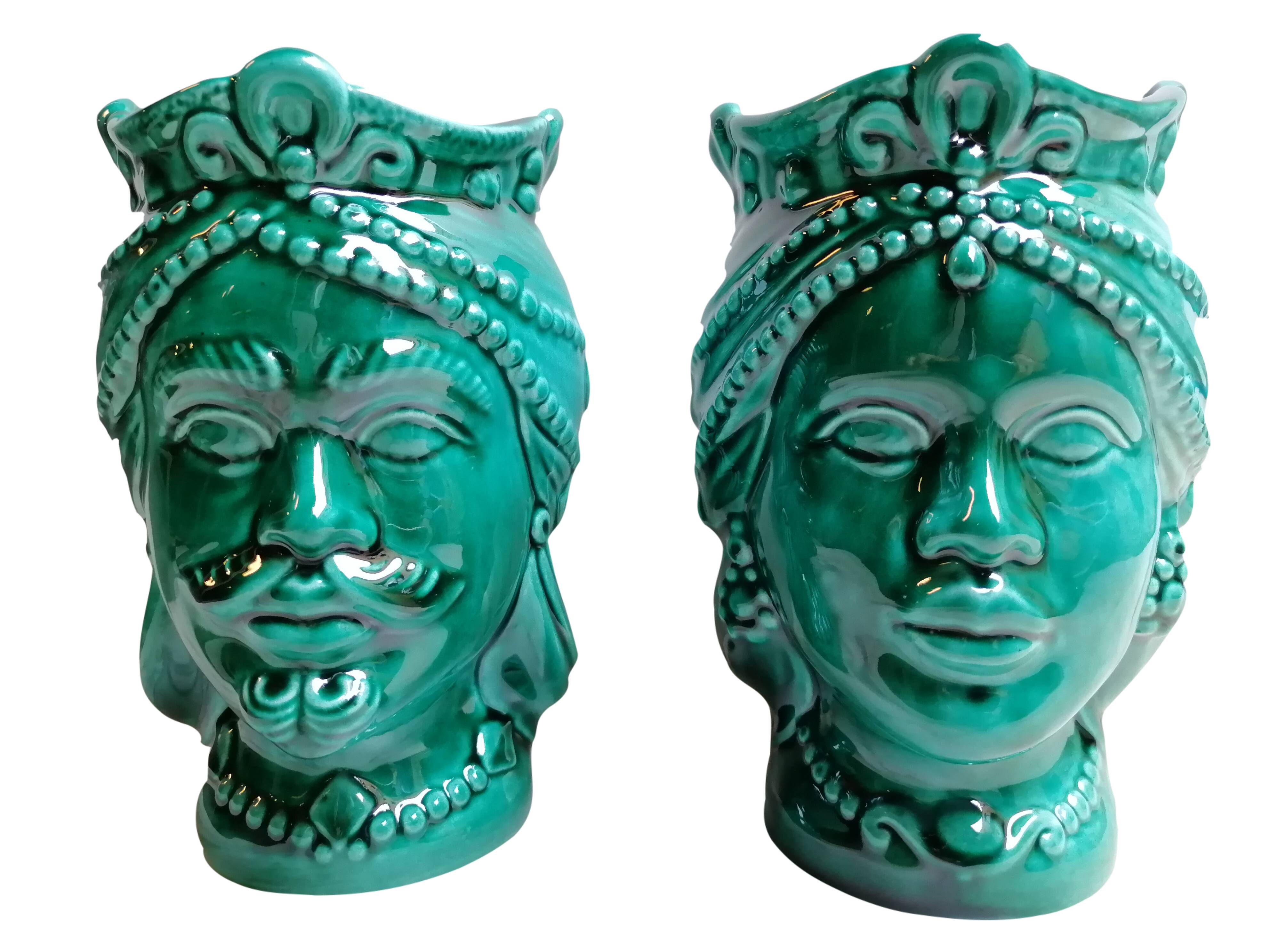 Sicilian ceramic head vases/ Moorish heads