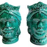 Sicilian ceramic head vases/ Moorish heads