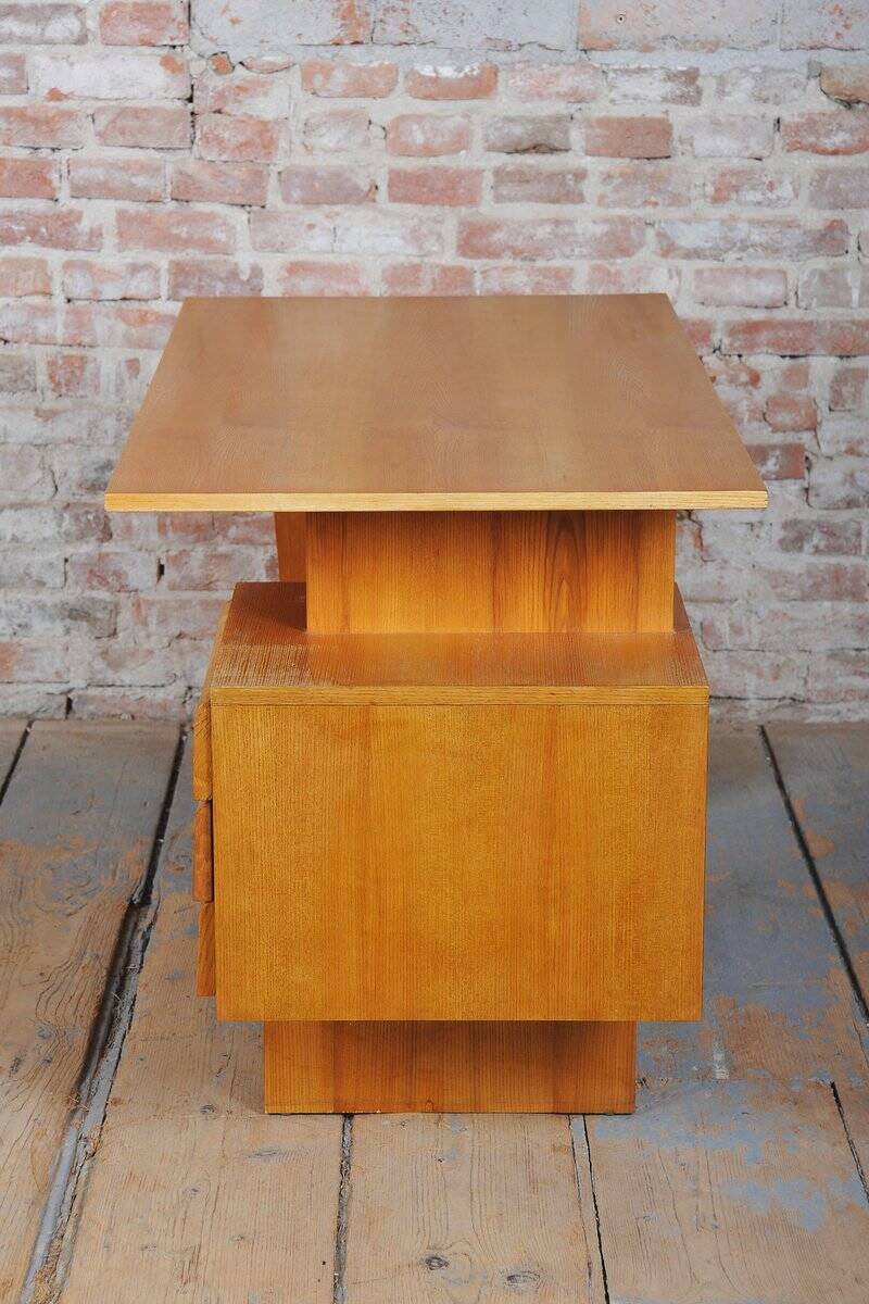 Mid-Century Writing Desk in Oak by B. Landsman, Czech, 1950s