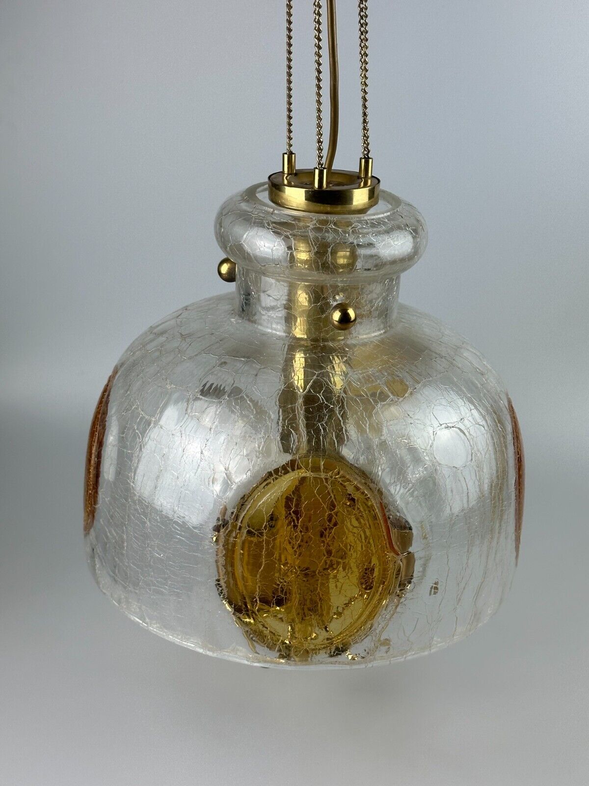1960's 1970's brutalist ceiling lamp pendant lamp brass & murano glass