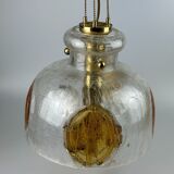 1960's 1970's brutalist ceiling lamp pendant lamp brass & murano glass