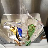 Empty basket multicolored bohemian glass pocket