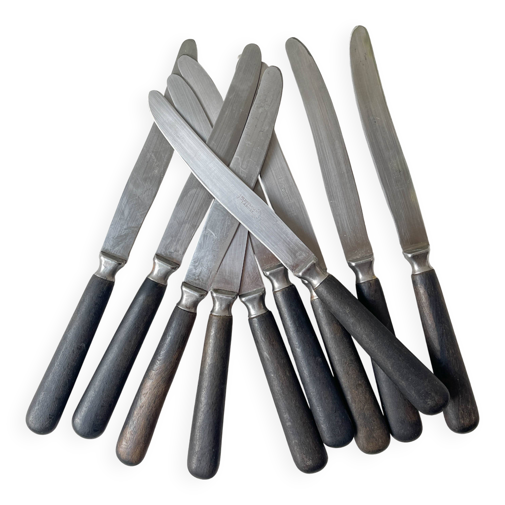 10 Vintage knives in wood and steel LA ROSE, silver medal, France