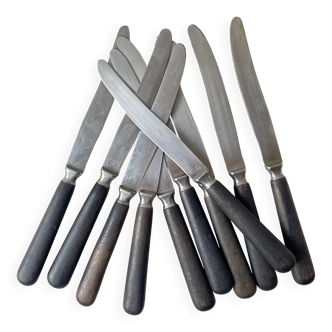 10 Vintage knives in wood and steel LA ROSE, silver medal, France