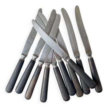 10 Vintage knives in wood and steel LA ROSE, silver medal, France