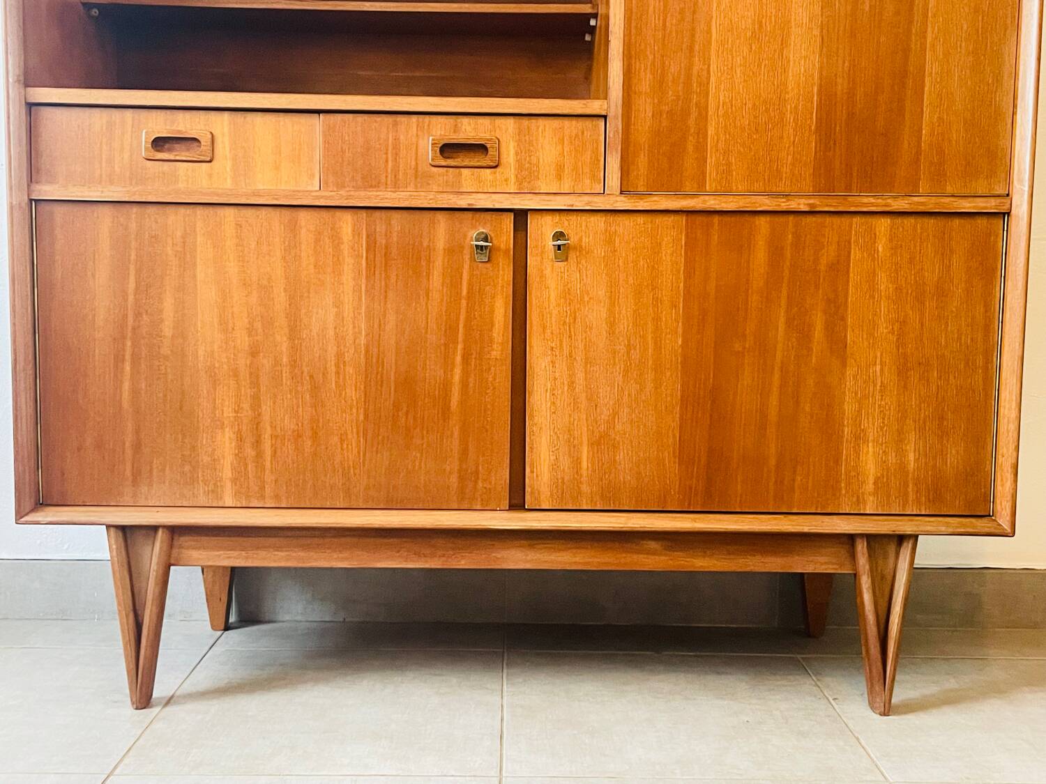 Vintage signed high sideboard / silver dresser