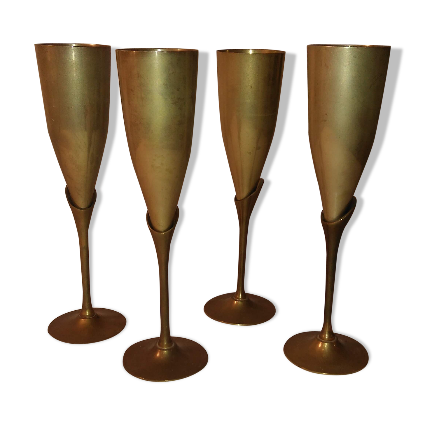 Lot of 4 brass champagne flutes
