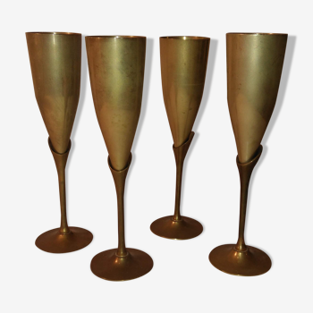 Lot of 4 brass champagne flutes