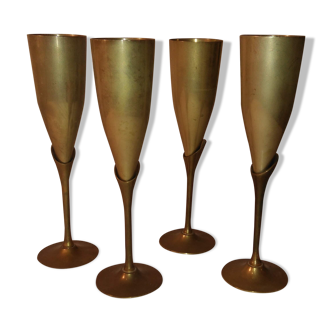 Lot of 4 brass champagne flutes