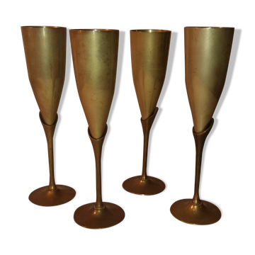Lot de 4 flûtes à champagne laiton
