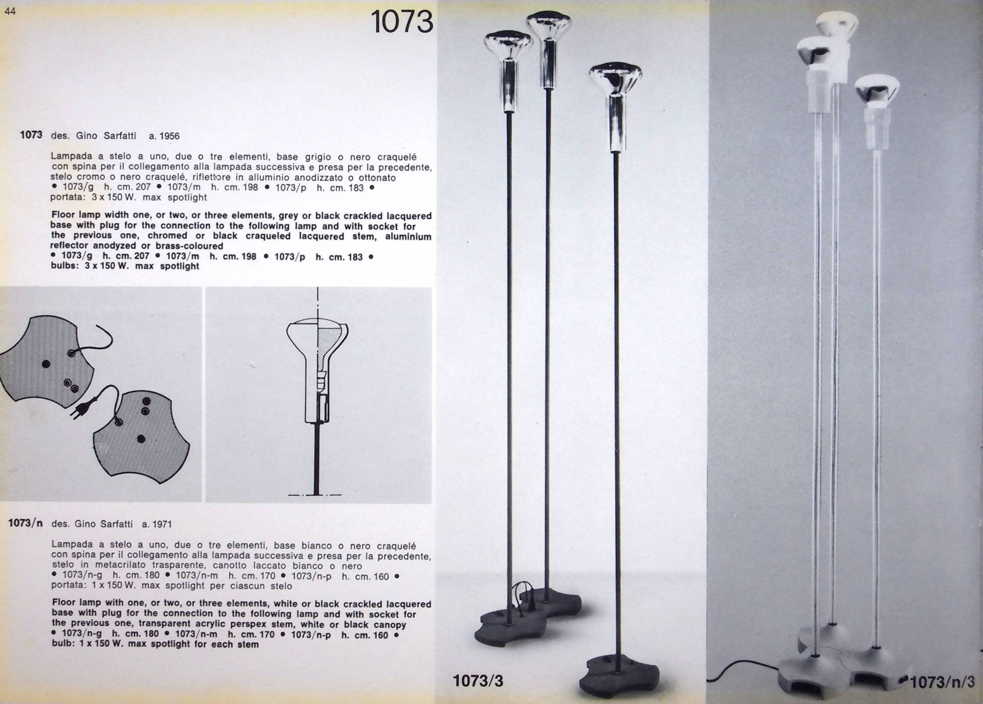 Floor lamp mod. 1073/3 by Gino Sarfatti, Arteluce, 1950s