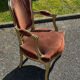 Louis XV cabriolet armchair, patinated wood and antique velvet.