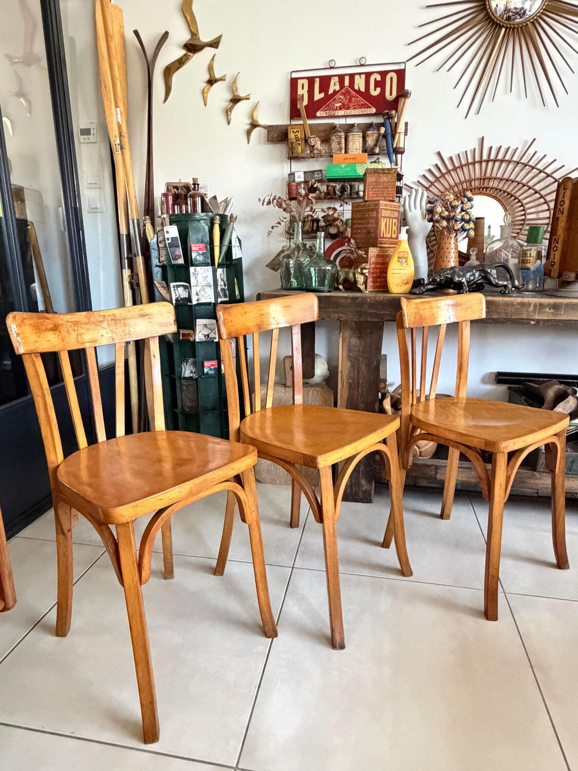 Set of 3 vintage Luterma bistro chairs