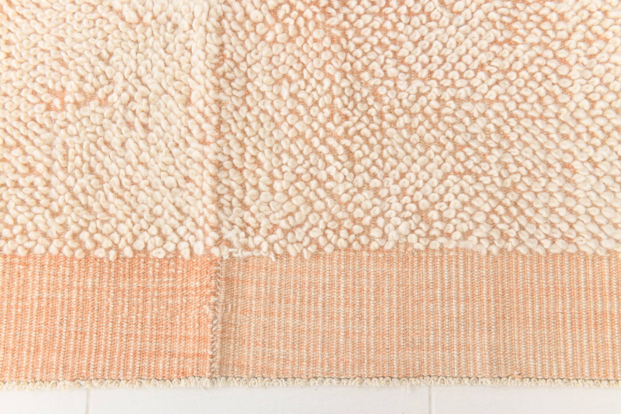 4x7 Salmon Beige Handmade Turkish Vintage Rug