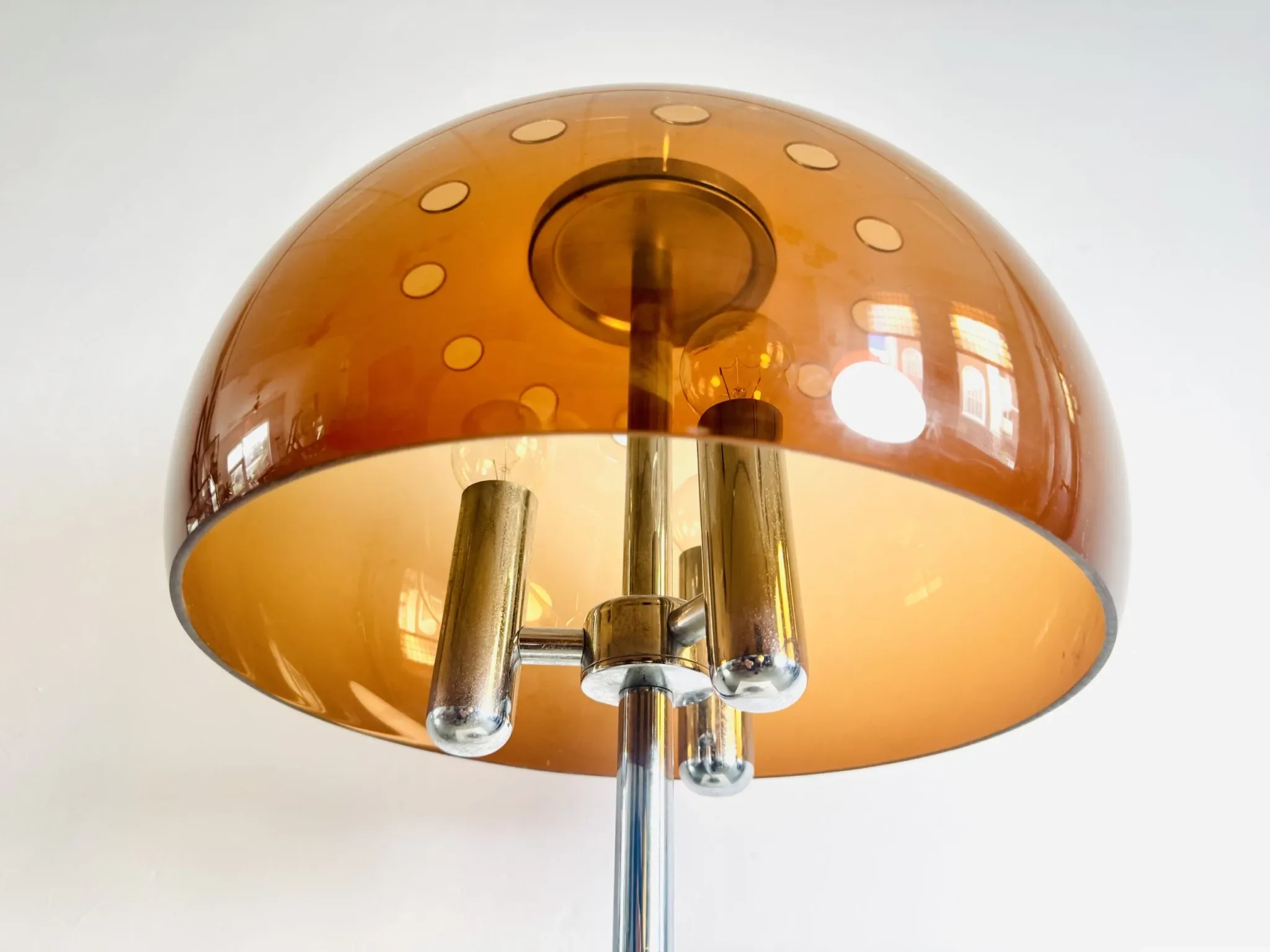 Mid-Century Chromed Mushroom Table Lamp With Acrylic Shade, Europe 1970S