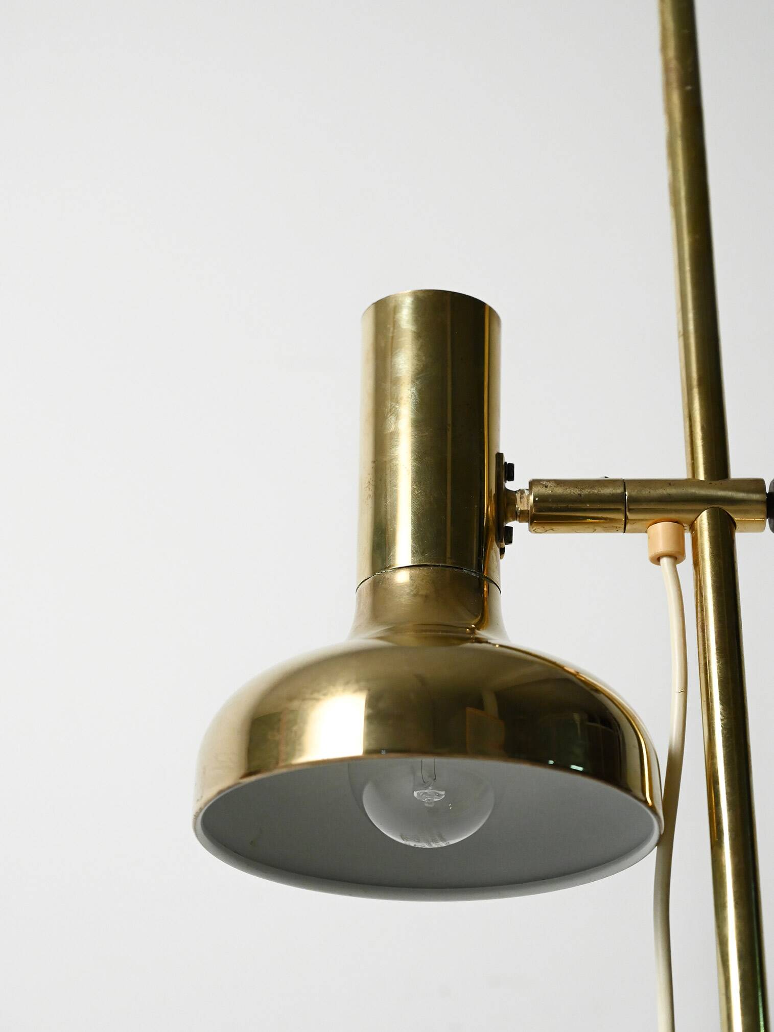 Scandinavian brass floor lamp with two adjustable light point