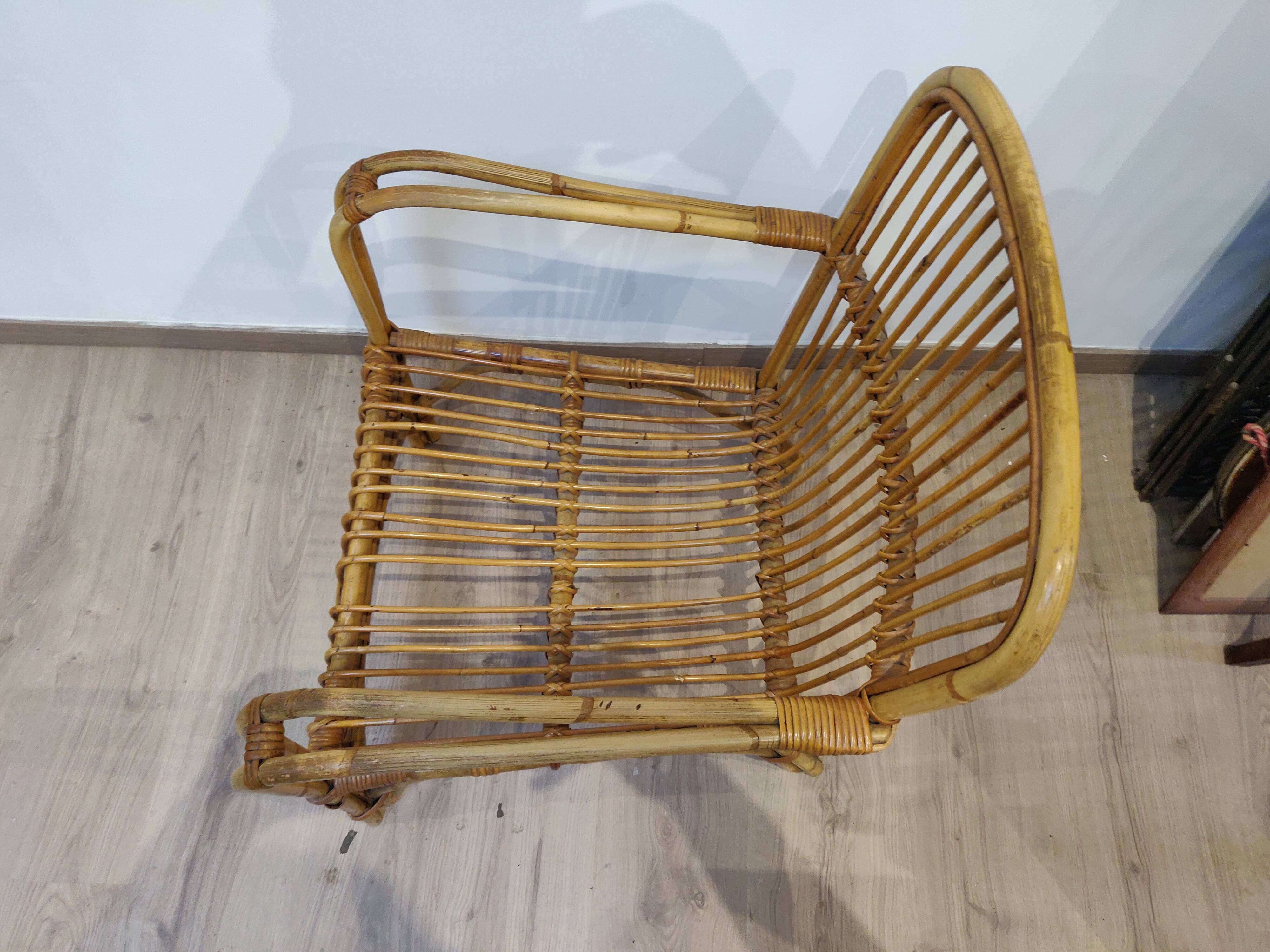 Vintage rattan armchair 60s