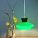 Vintage suspension lampshade in green and white opaline.