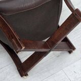 1970s, Scandinavian lounge chair, furniture leather, oak wood.