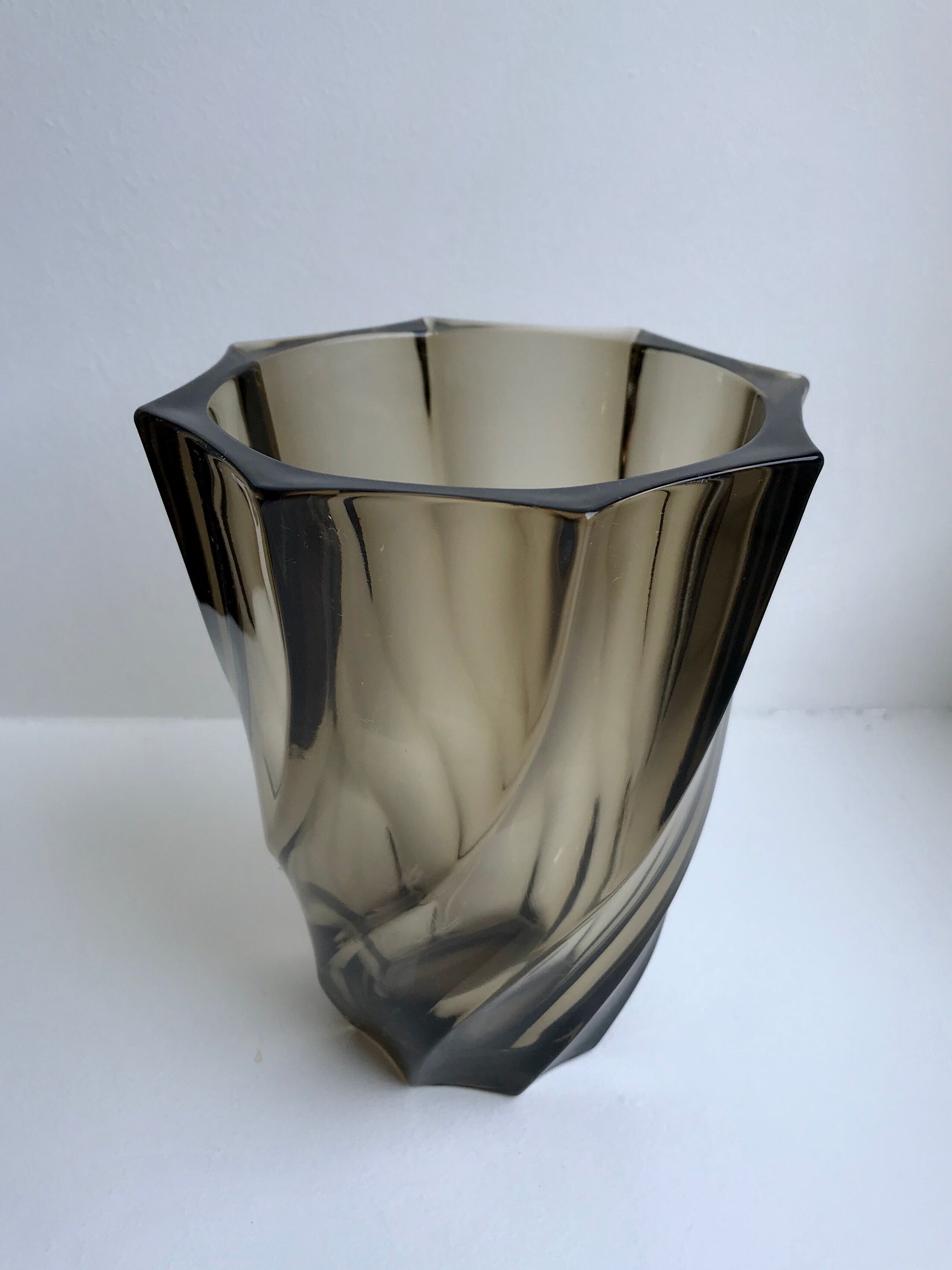 Smoked glass vase 70s