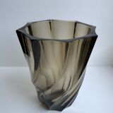 Smoked glass vase 70s