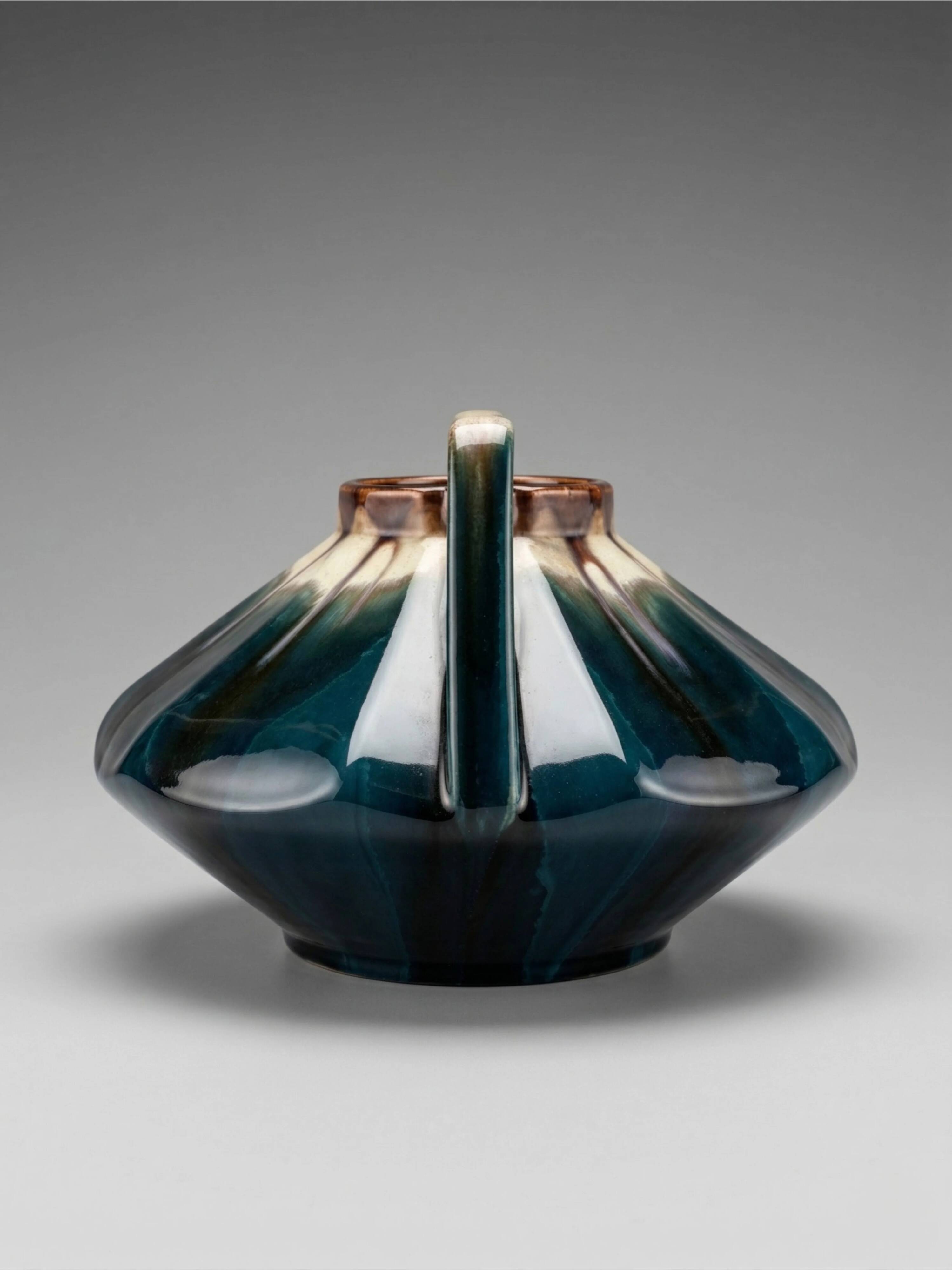 Art Deco vase in glazed ceramic attributed to Thulin, Belgium, 1930s.