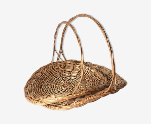 2 flat wicker baskets with handles | Selency