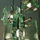 Vintage Three-Light Nile Green Glass Pendant Light by Zero Quattro, Italy