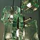 Vintage Three-Light Nile Green Glass Pendant Light by Zero Quattro, Italy