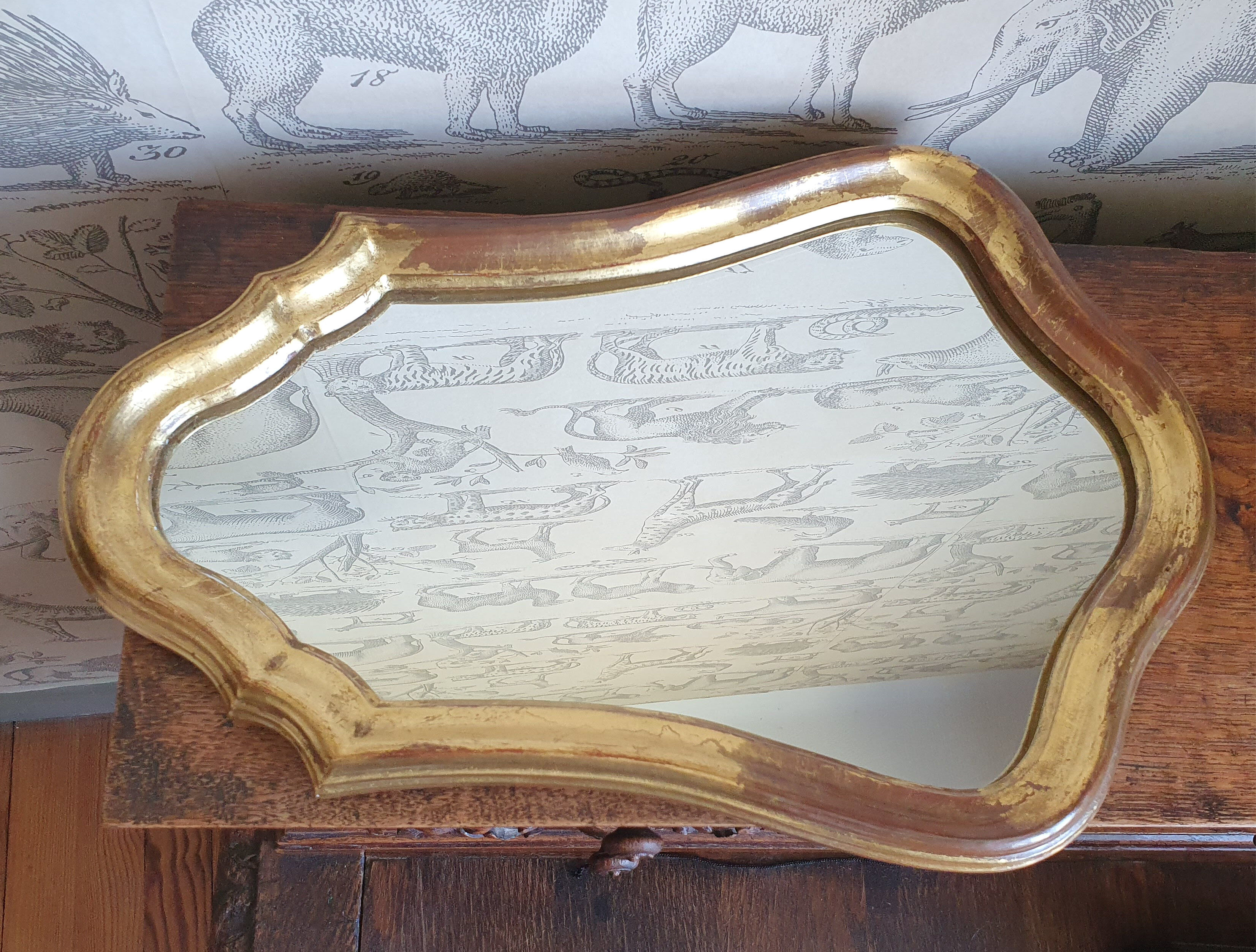 Gilded wooden mirror 41 cm