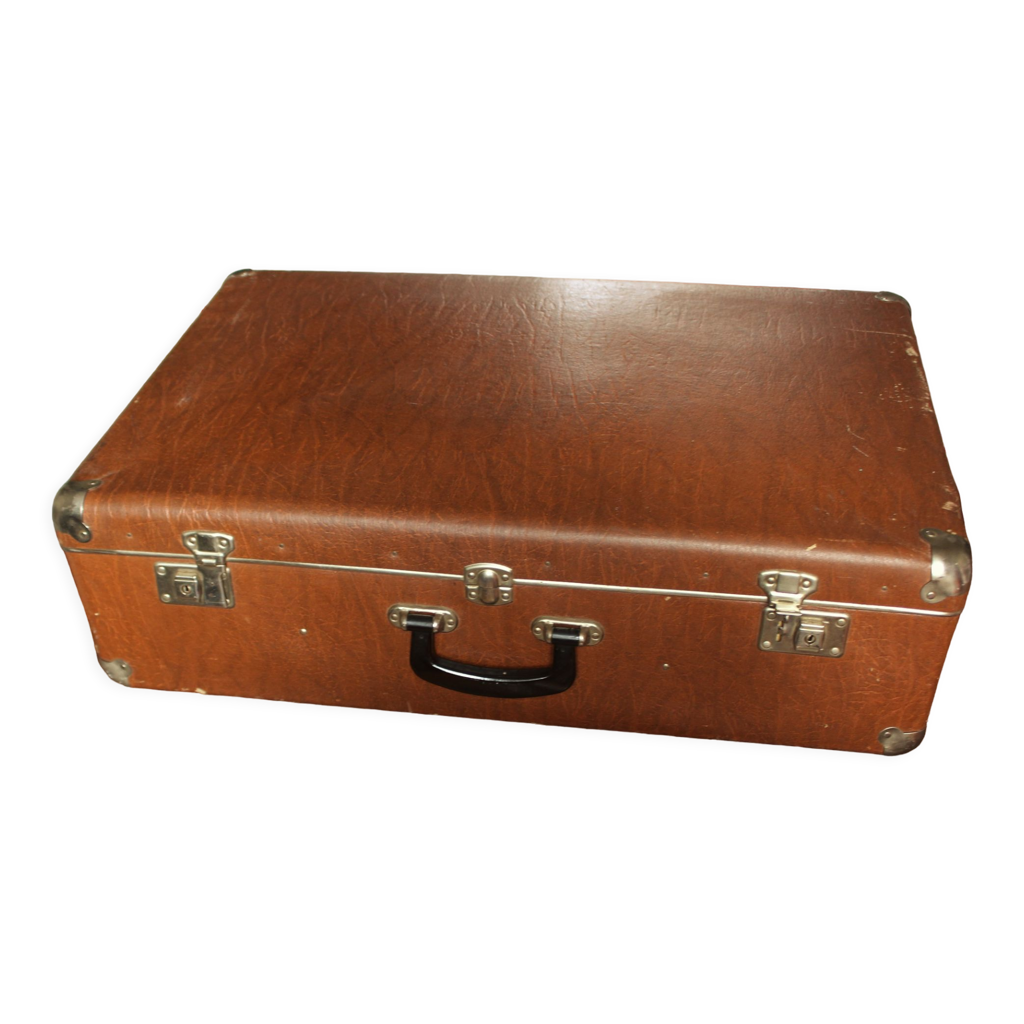 Valise vintage marron carton rangement voyage jolie forme année 50