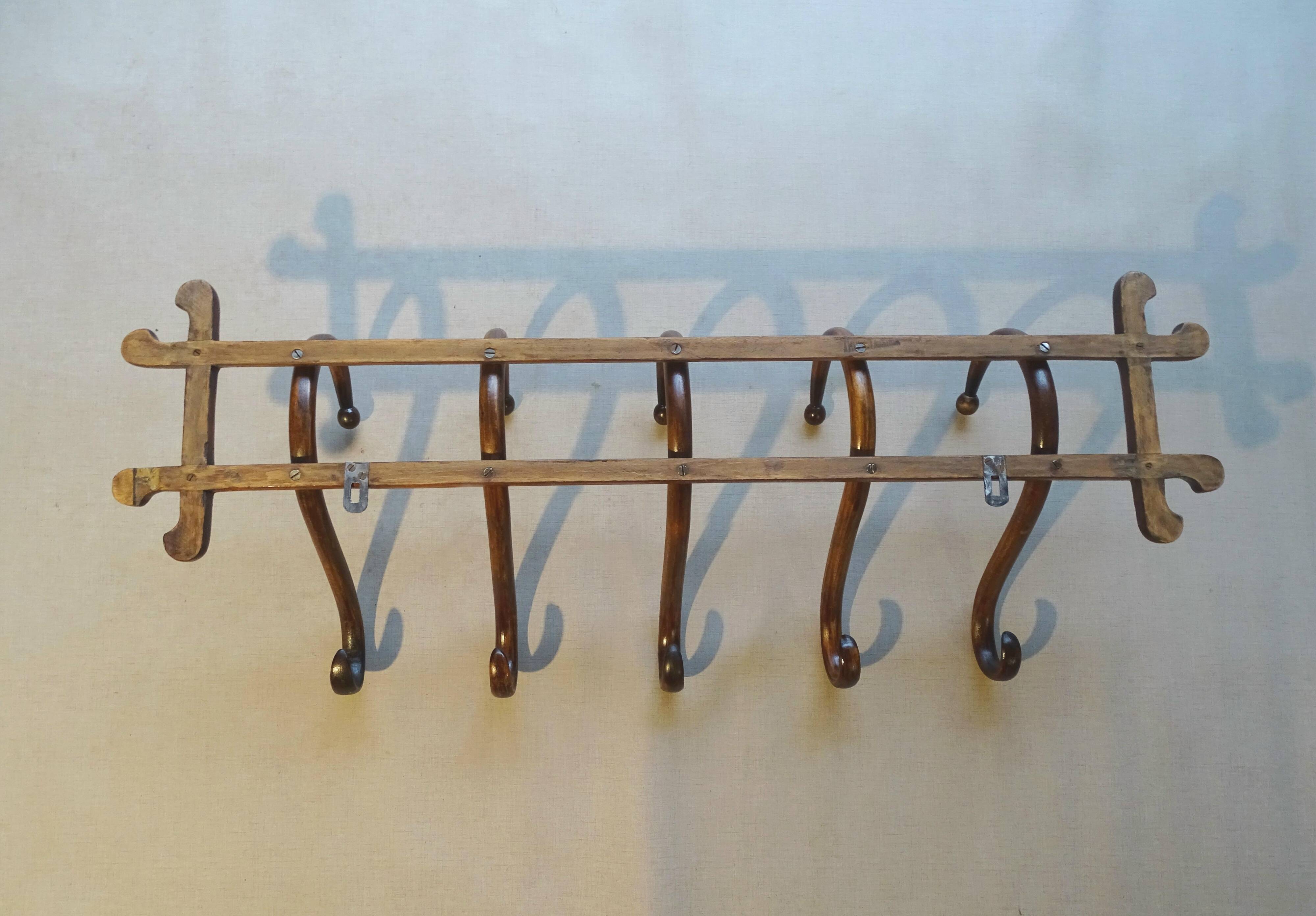 Porte-manteaux mural à 5 patéres 1890 Thonet bentwood