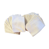 Suite of 22 monogrammed canvas napkins
