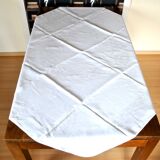 Vintage damask cotton tablecloth for round table monogram MR *D4*