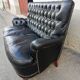 Black leather sofa 2 padded seats
