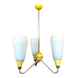 Mid Century Modern opaline glass 3-light chandelier