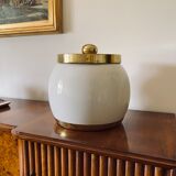 Hollywood regency white ceramic bucket, Italy, ca. 1970