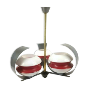 Lustre trois feux opaline