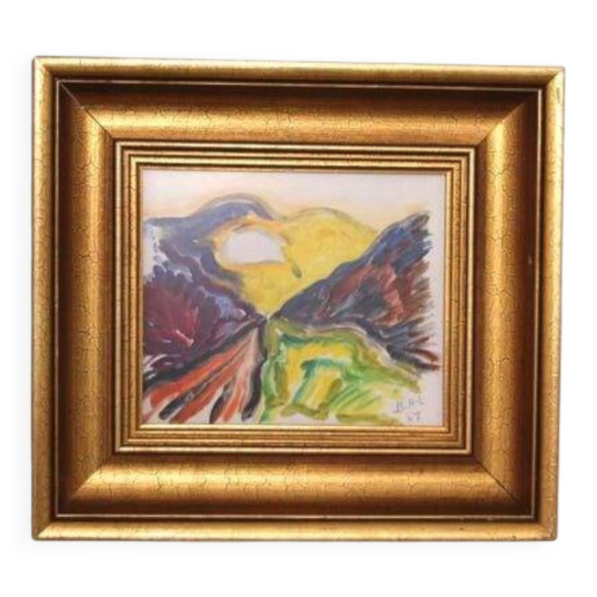 Swedish Oil on Panel “Abstract Landscape” by Bror Hvistendahl Vintage