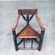 Brutalist Carved Oak Tripod Monk Chair, Sweden, 1930s