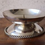Pair of Low Silver Metal Candlesticks – Twisted Rope Decor