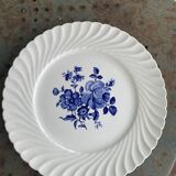 3 Luneville France vintage blue rose dinner plates