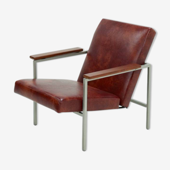 Adjustable armchair in Dutch design leather 1960