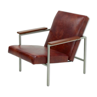 Fauteuil réglable en cuir design hollandais 1960